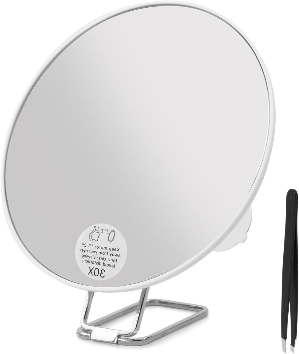 Vergrotingsspiegel - Make-up spiegel - Gedetailleerd Zien - 30-voudige vergroting - 15 cm - Wit