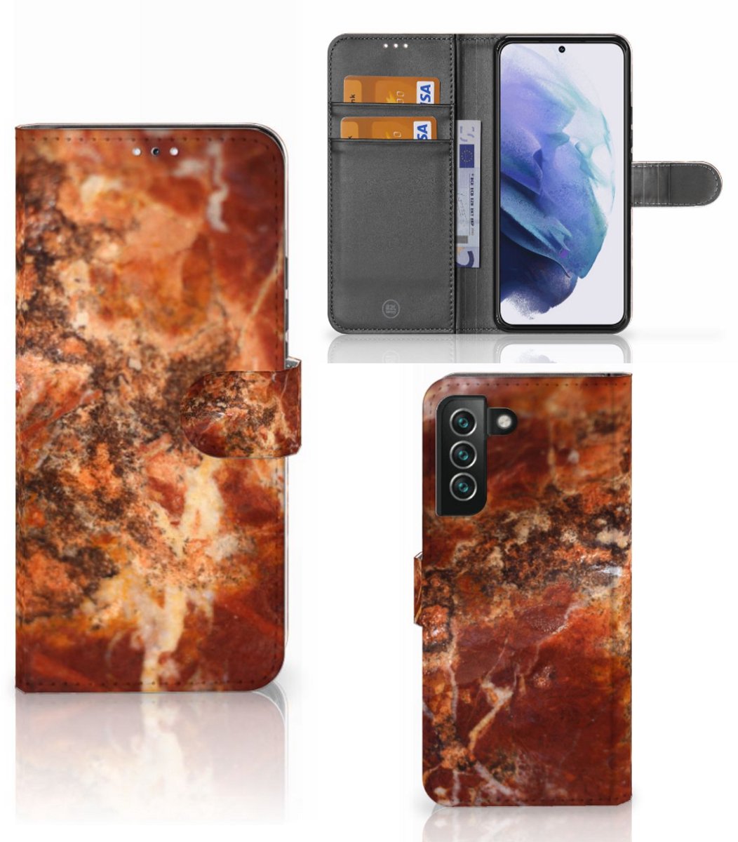 Boekhoesje voor Samsung Galaxy S22 Plus Bookcase Marmer Bruin