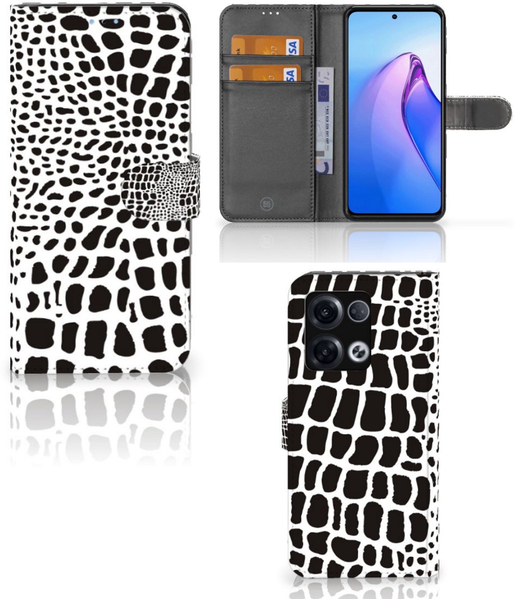 OPPO Reno8 Pro Telefoonhoesje met Pasjes Slangenprint