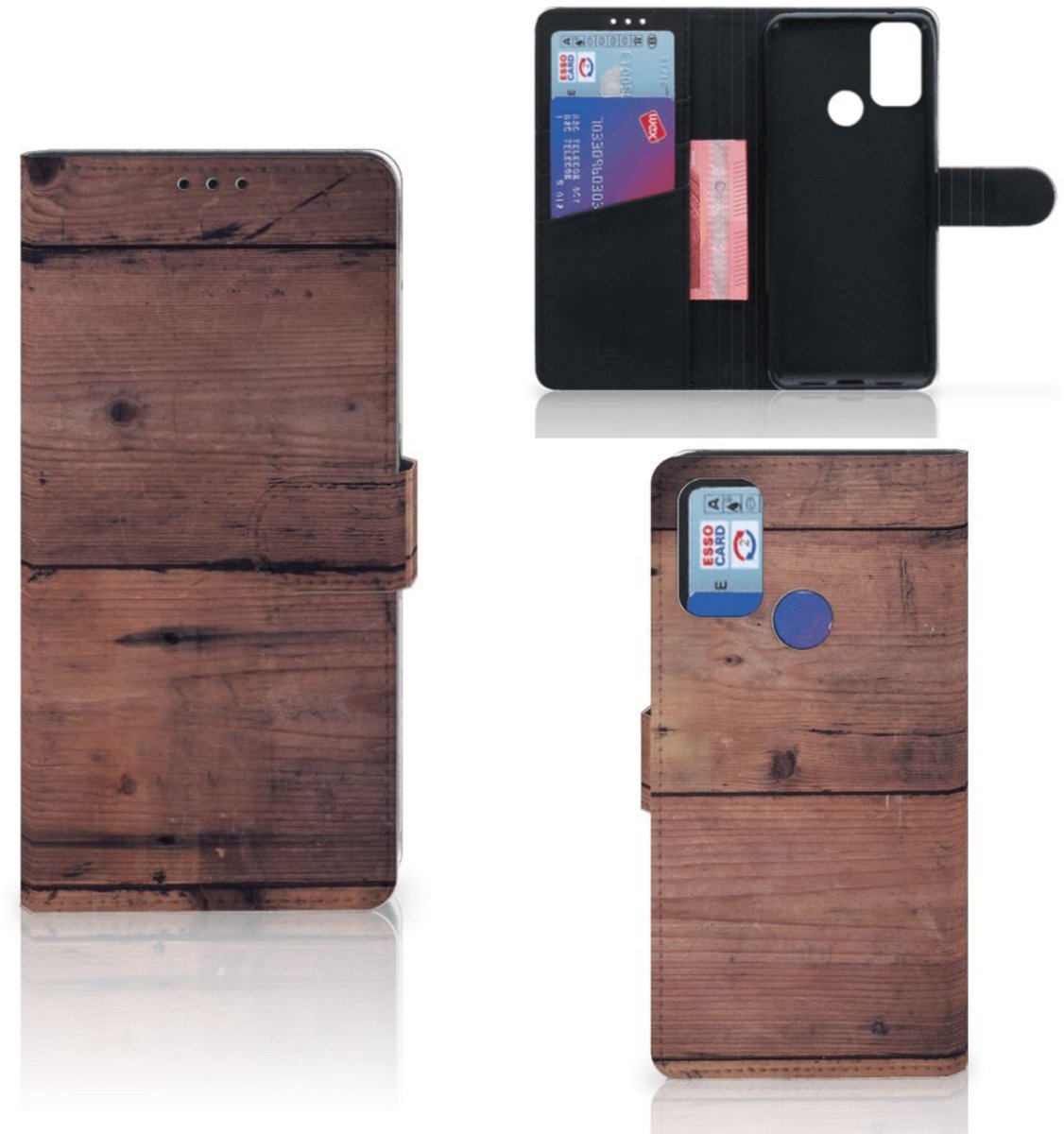 Alcatel 1S (2021) Book Style Case Old Wood