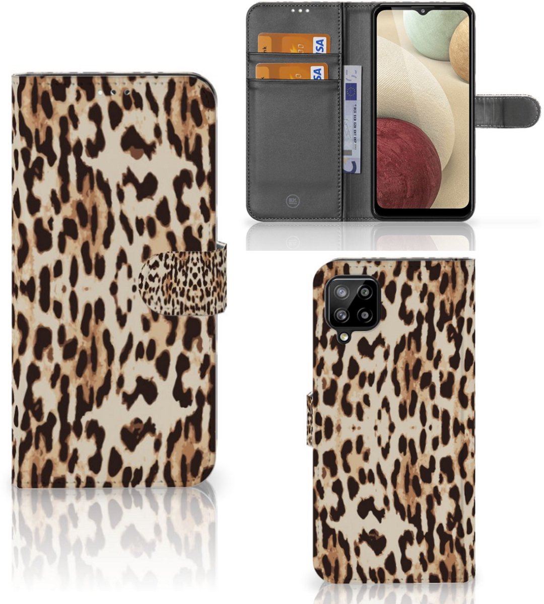 Samsung Galaxy A12 Telefoonhoesje met Pasjes Leopard