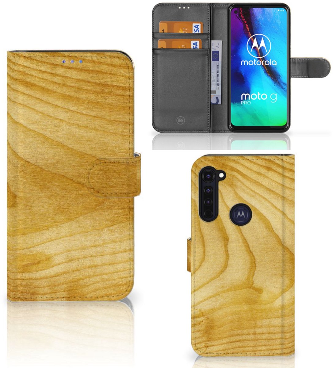 Motorola Moto G Pro Book Style Case Licht Hout