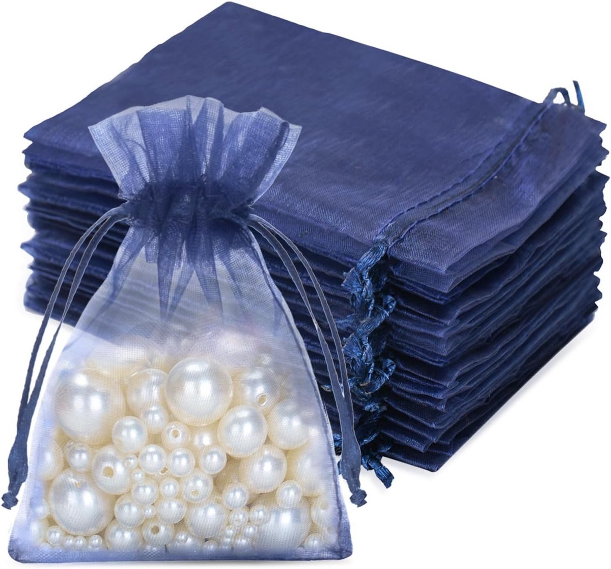 Donkerblauwe Organza Zakjes 7 x 9 cm - 50 Stuks voor Cadeaus, Trouwen en Sieraden
