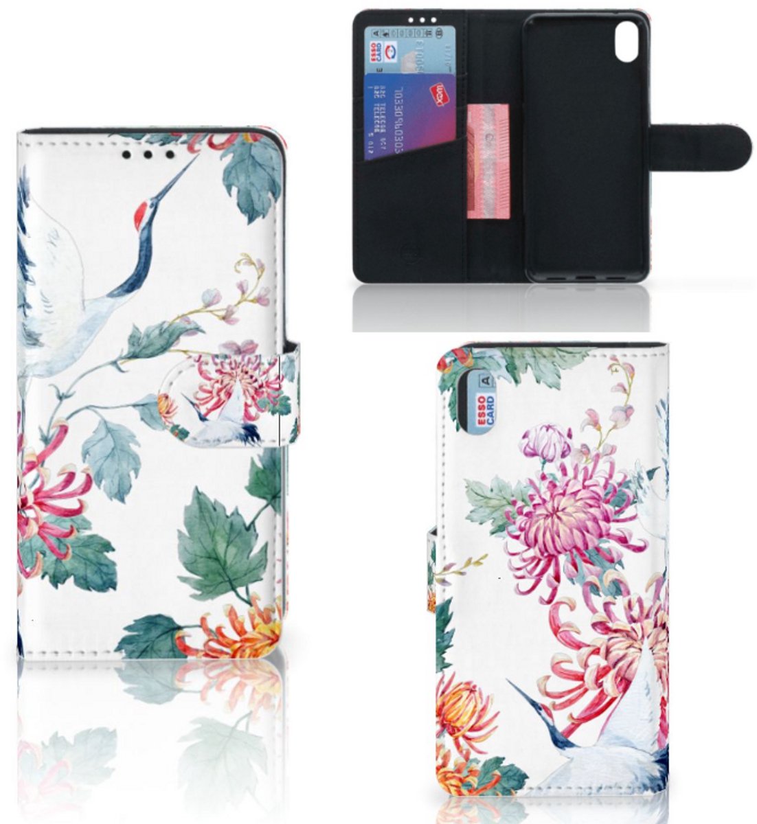 Xiaomi Redmi 7A Telefoonhoesje met Pasjes Bird Flowers