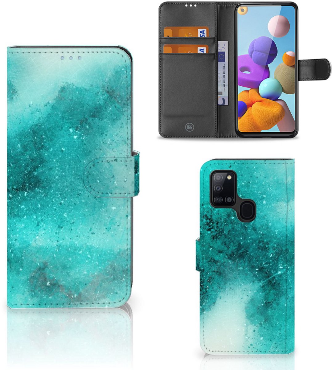 Boekhoesje voor Hoesje Samsung Galaxy A21s Painting Blue