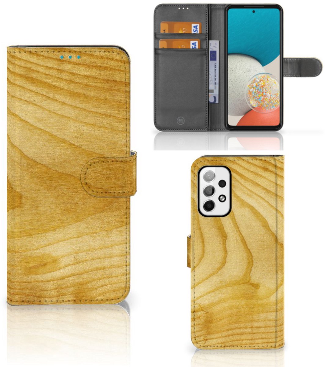Samsung Galaxy A73 5G Book Style Case Licht Hout