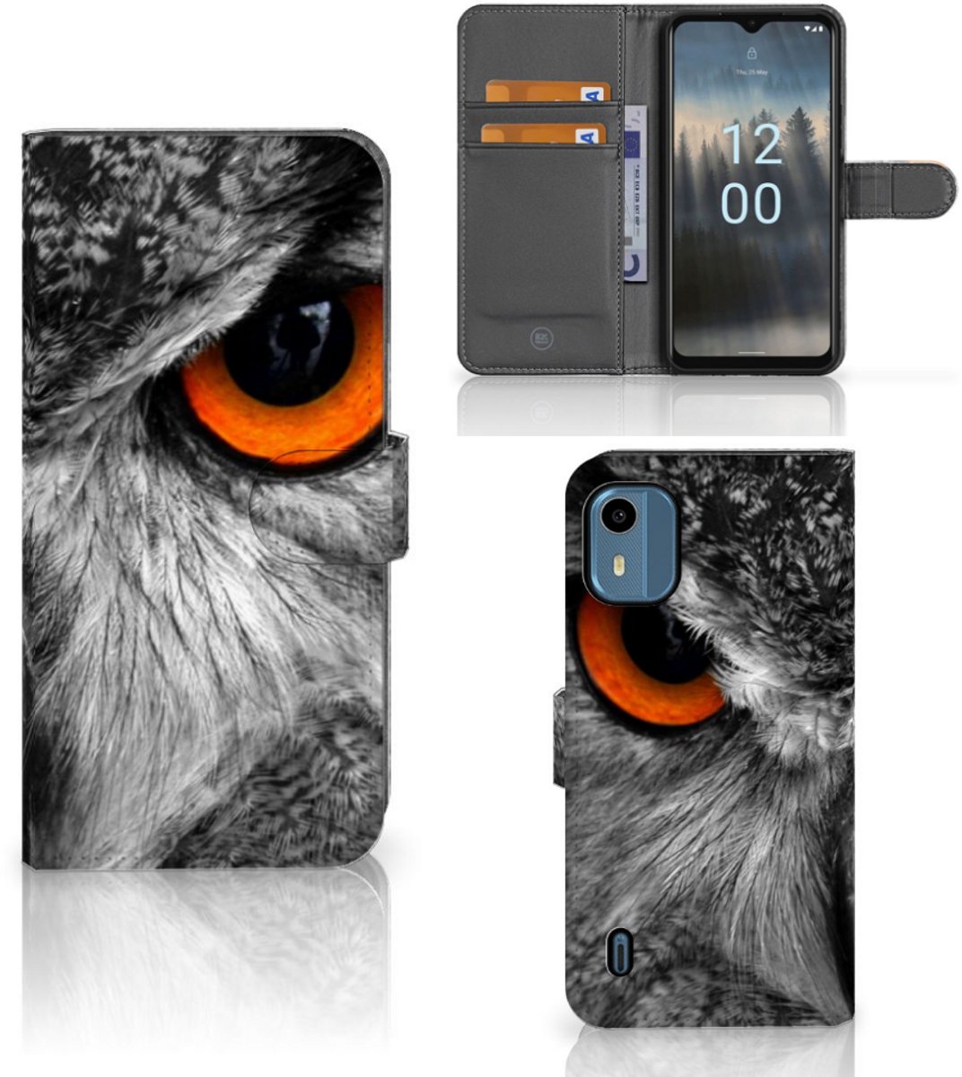 Nokia C12 Telefoonhoesje met Pasjes Uil
