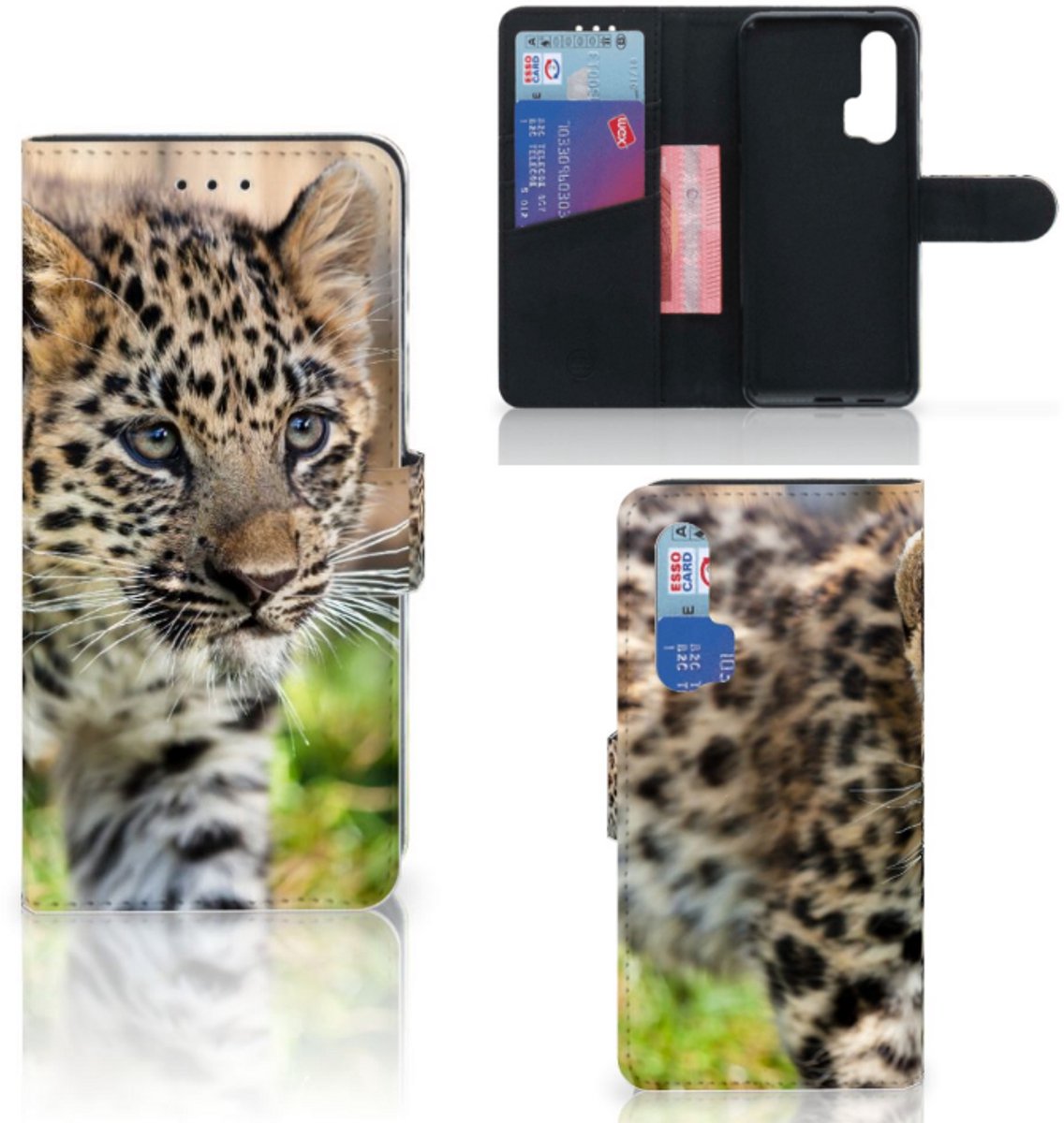 Honor 20 Pro Telefoonhoesje met Pasjes Baby Luipaard