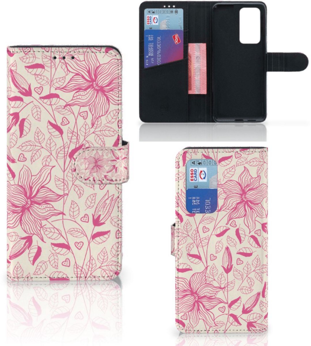 Huawei P40 Pro Hoesje Pink Flowers