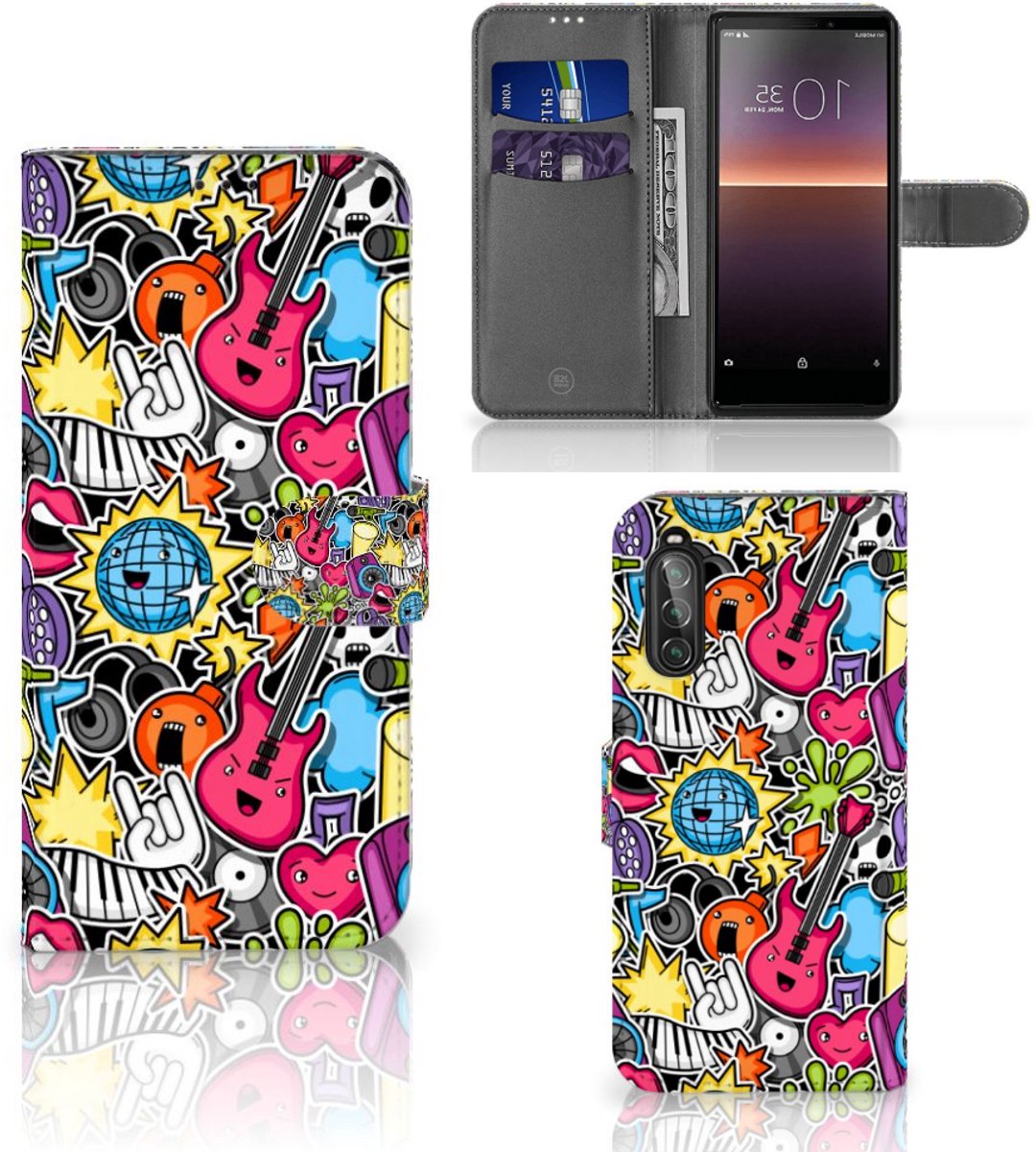 Boekhoesje voor Sony Xperia 10 II Wallet Case met Pasjes Punk Rock