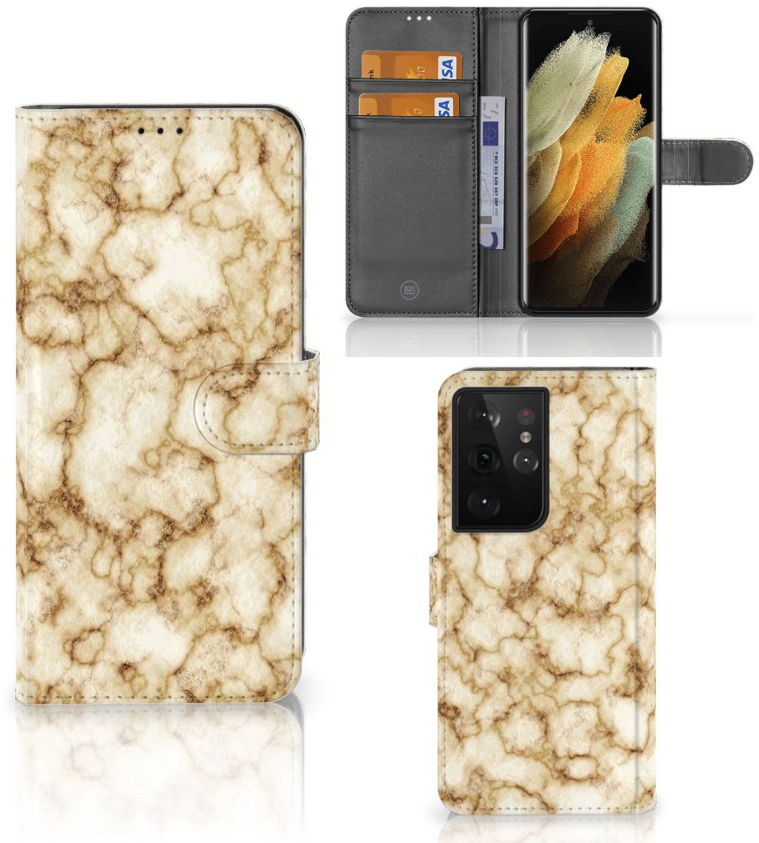 Samsung Galaxy S21 Ultra Bookcase Marmer Goud