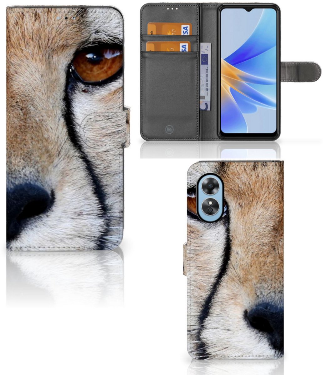 OPPO A17 Telefoonhoesje met Pasjes Cheetah
