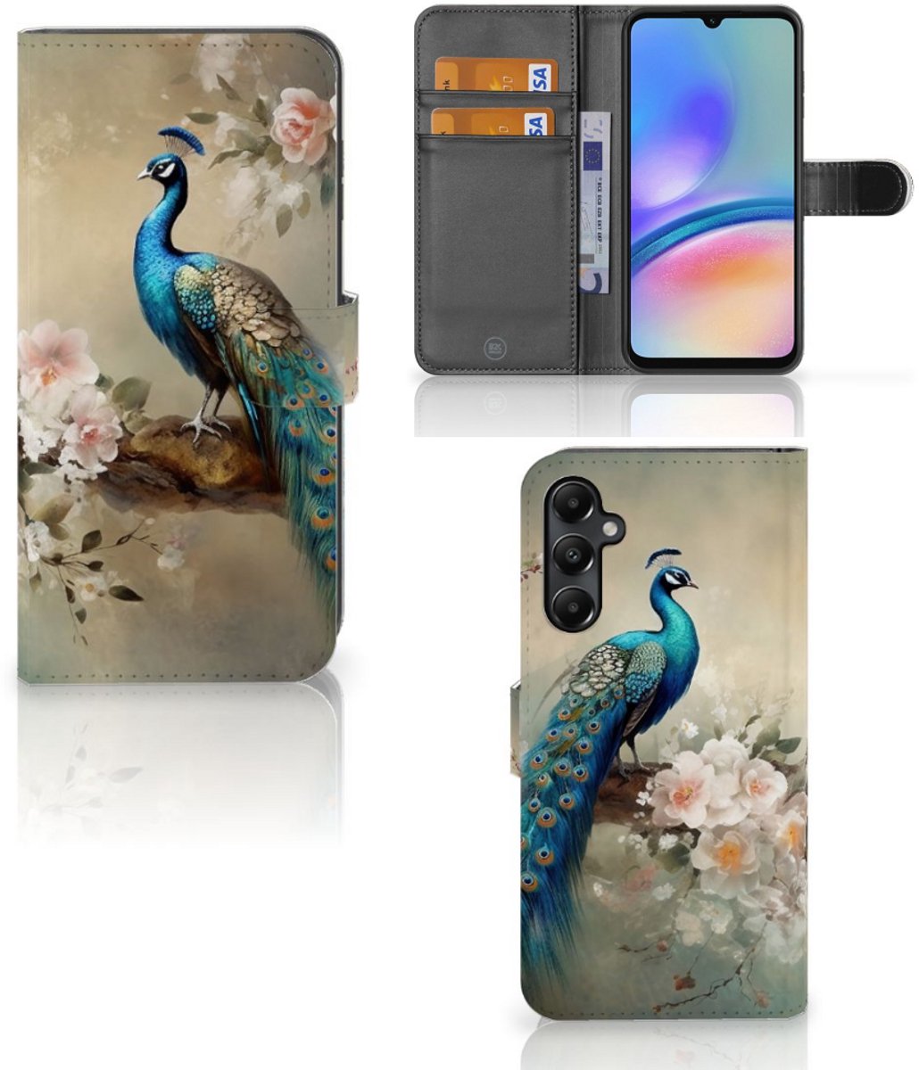 Telefoonhoesje met Pasjes voor Samsung Galaxy A05s Vintage Pauwen