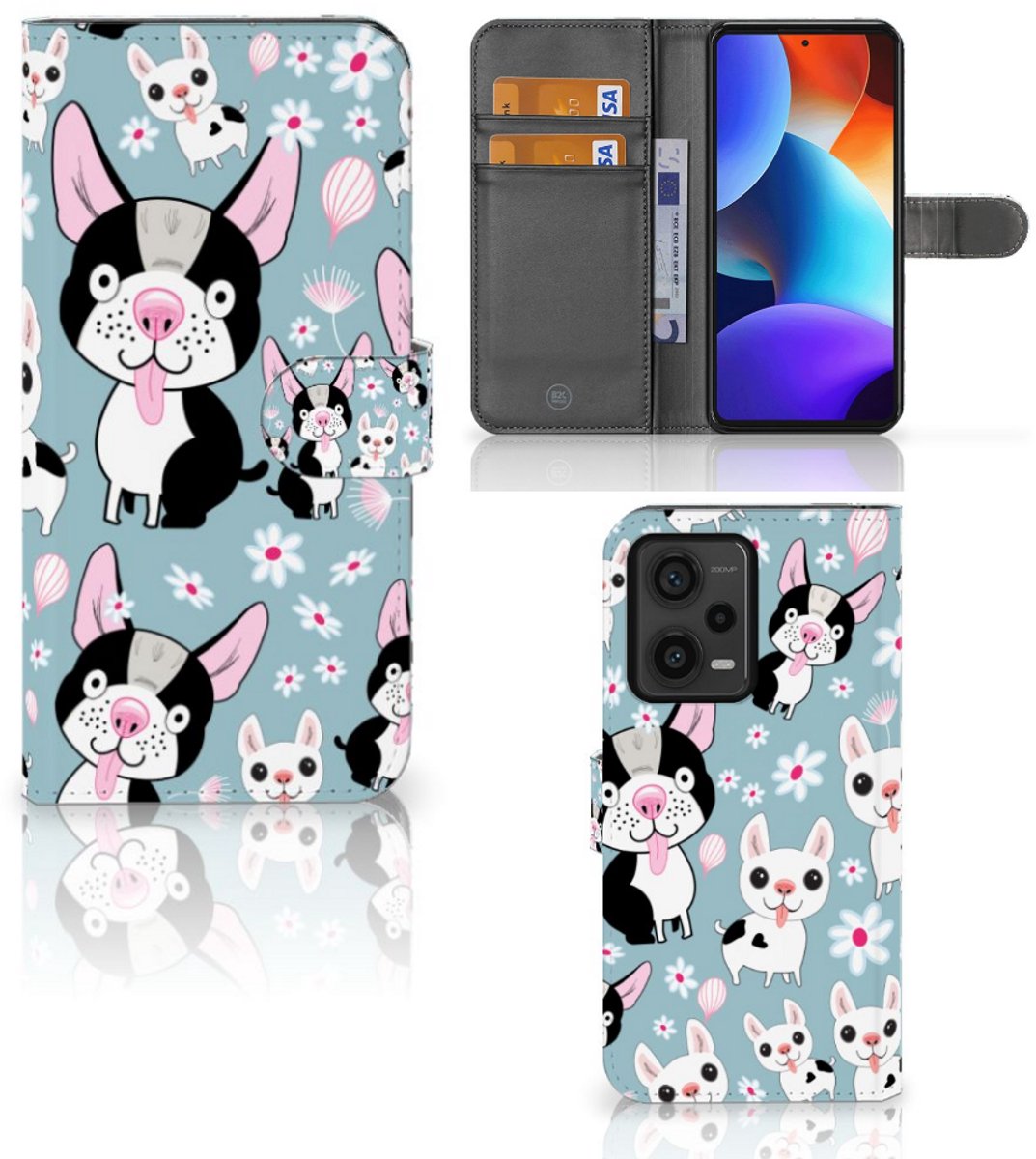 Xiaomi Redmi Note 12 Pro Plus Telefoonhoesje met Pasjes Hondjes