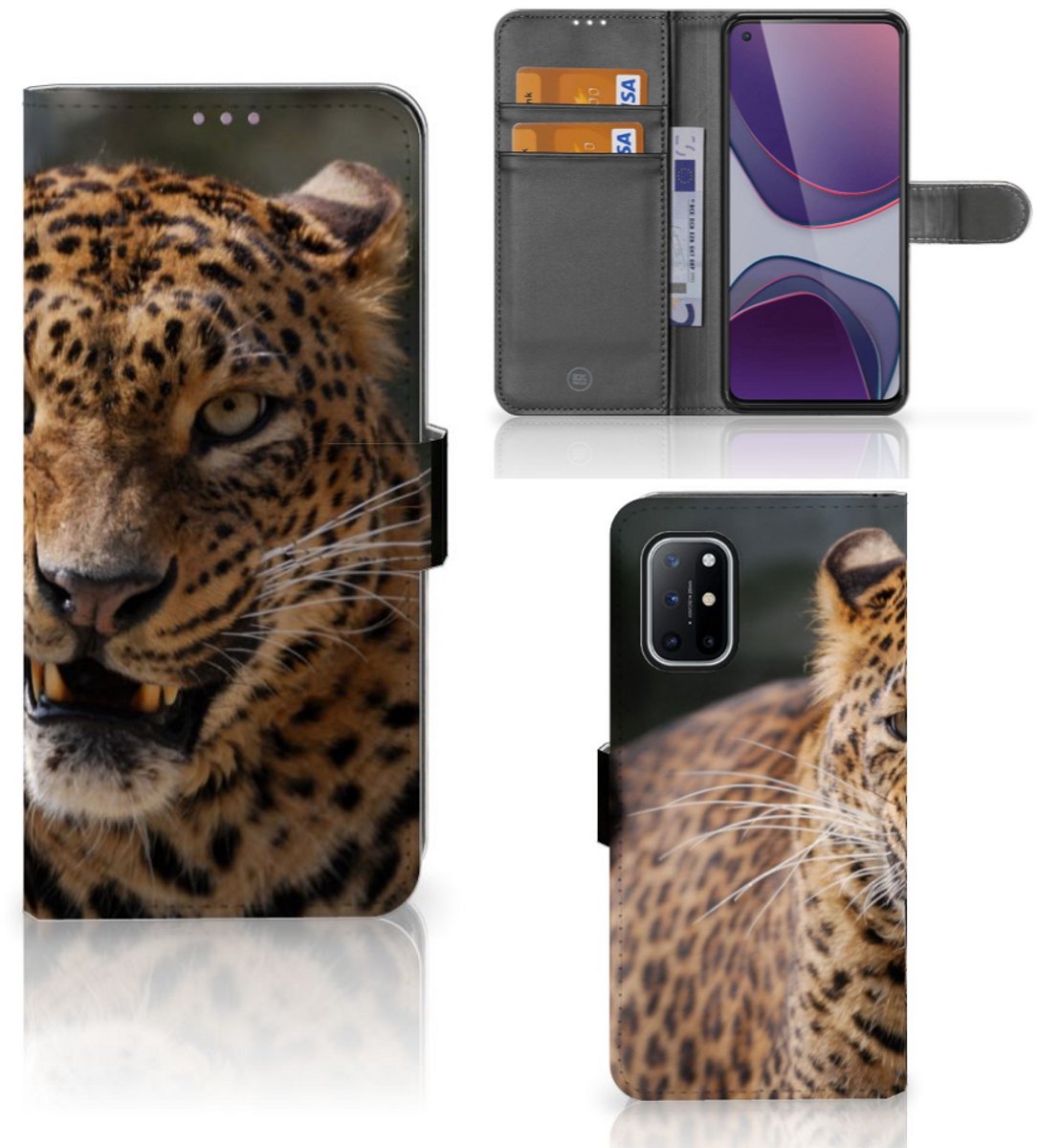 OnePlus 8T Telefoonhoesje met Pasjes Luipaard