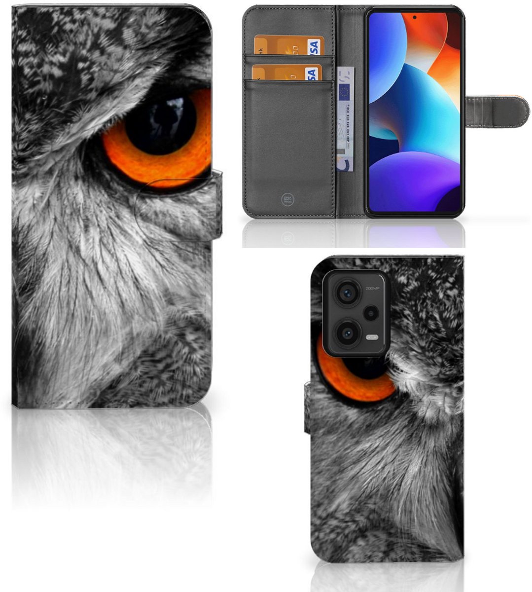 Xiaomi Redmi Note 12 Pro Plus Telefoonhoesje met Pasjes Uil