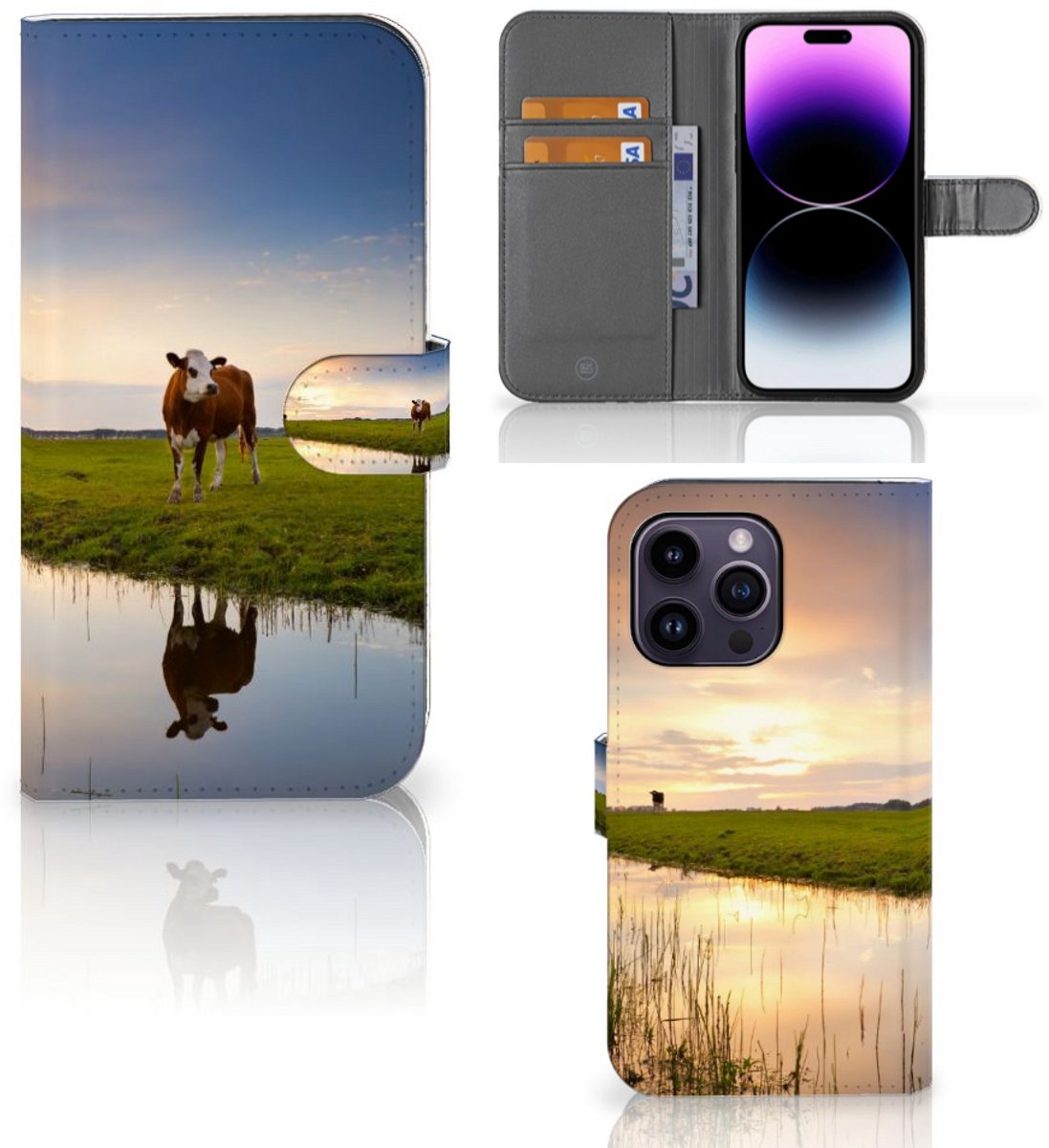 iPhone 15 Pro Max Telefoonhoesje met Pasjes Koe