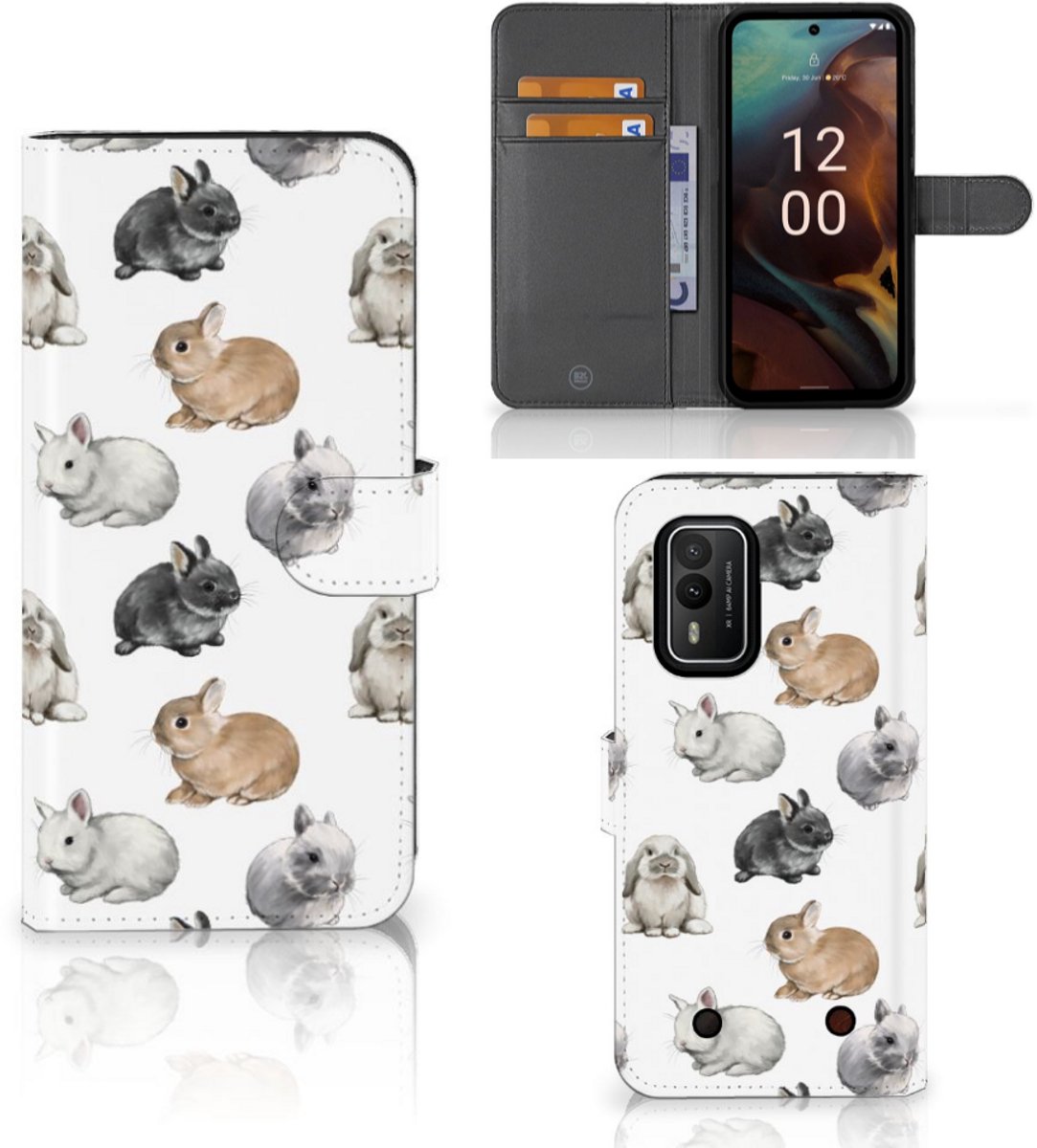 Telefoonhoesje met Pasjes voor Nokia XR21 Konijntjes