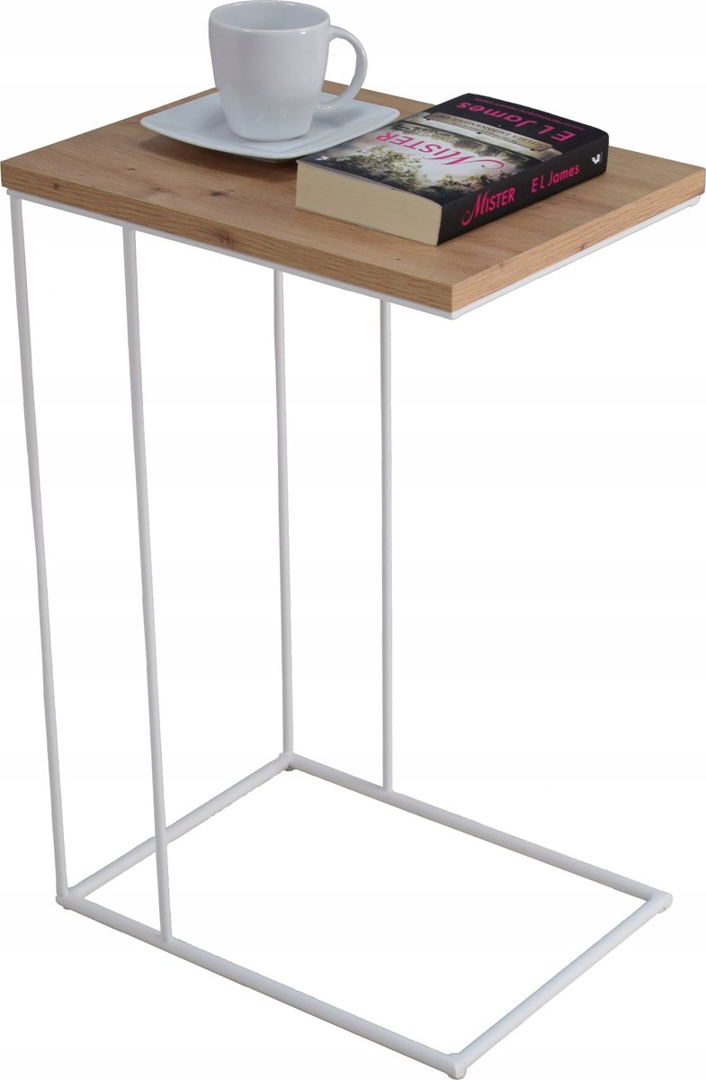 FutuStal Serie - Bijzettafel - 62 cm - Wit Mat - Dook Artisan
