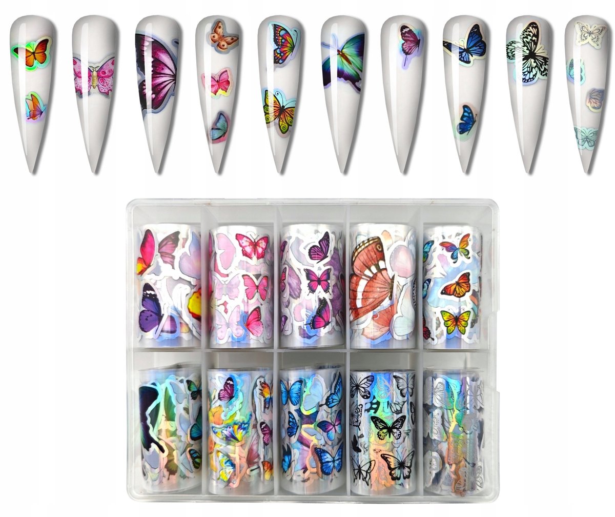 Frezarkowo - Folieset - Motief: Vlinders - Holografisch - 100cm x 4cm