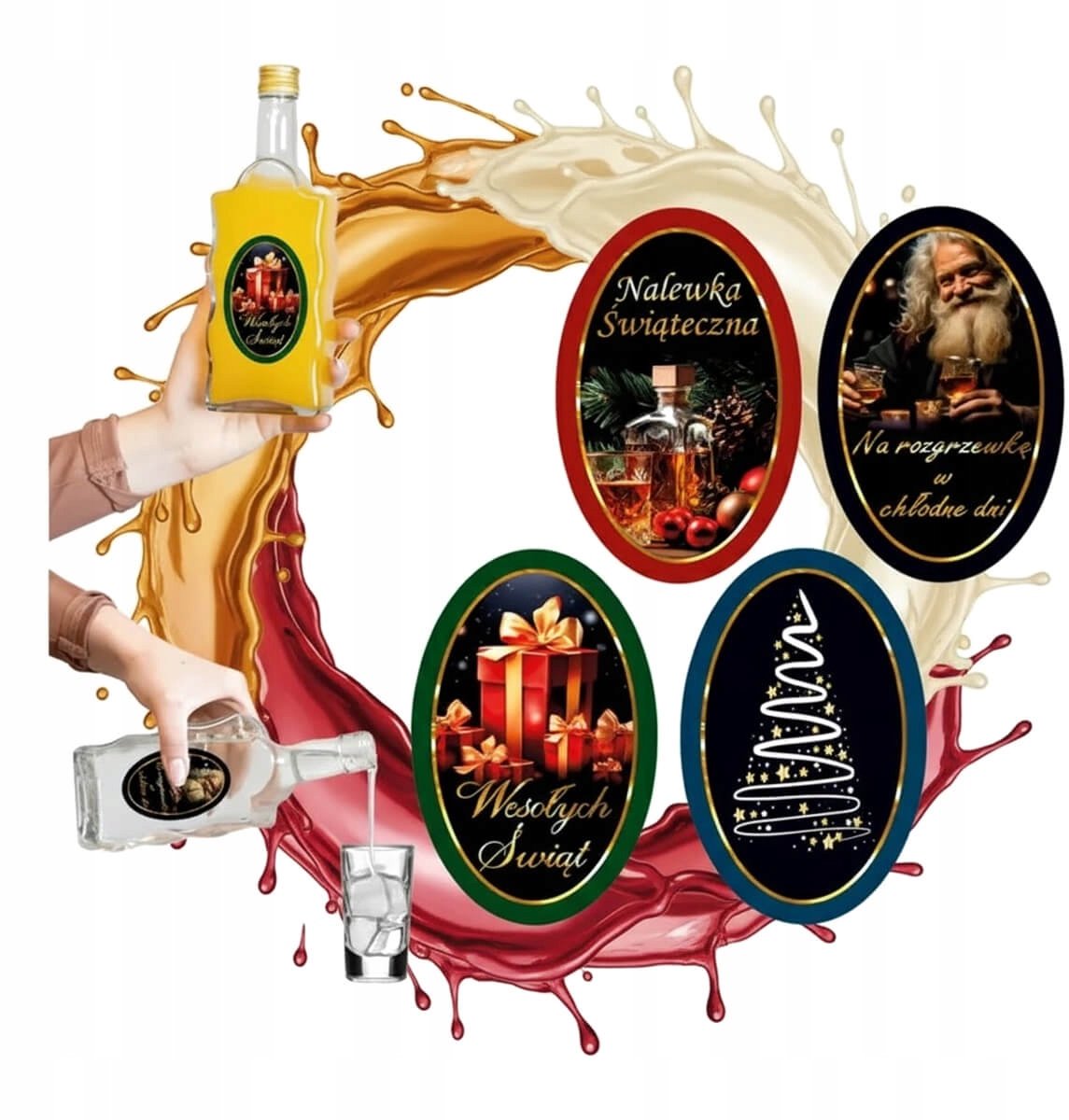 Bimberek Premium Serie - Ovale Kerstetiketten - Variërende Ontwerpen - 44mm - 67mm