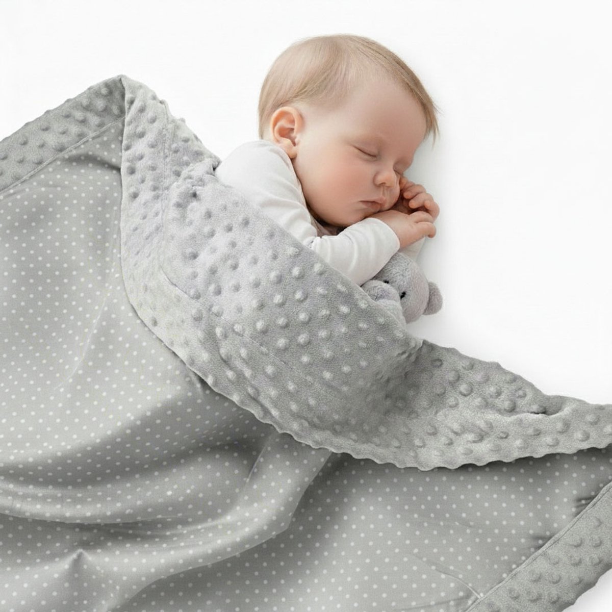 BabyUniverse - Babydekbed - Minky Kocyk - 75x50cm - Grijs Maczek