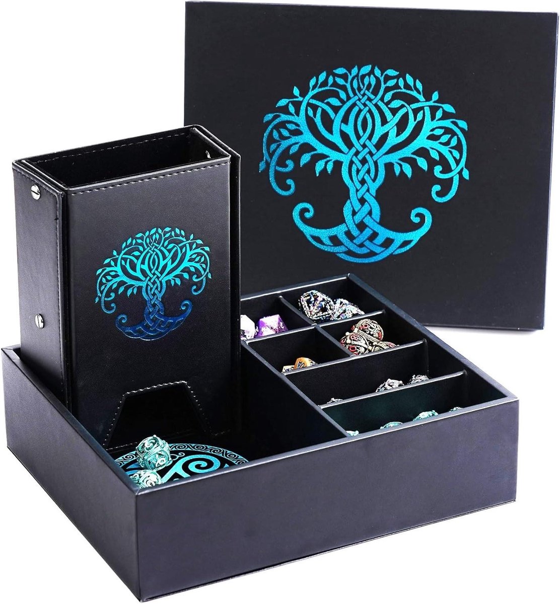 Dobbelsteen Bak en Toren - Dobbelspel Accessoires - Tabletop Gaming - Inclusief Opbergruimte - Large - Blauw
