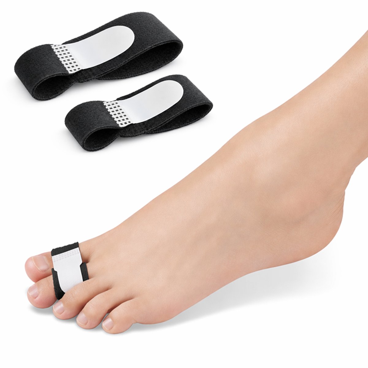 2 Maten Buddy Loops Teenspalk met Klittenband - Teen brace - Buddy Tape - Zwart