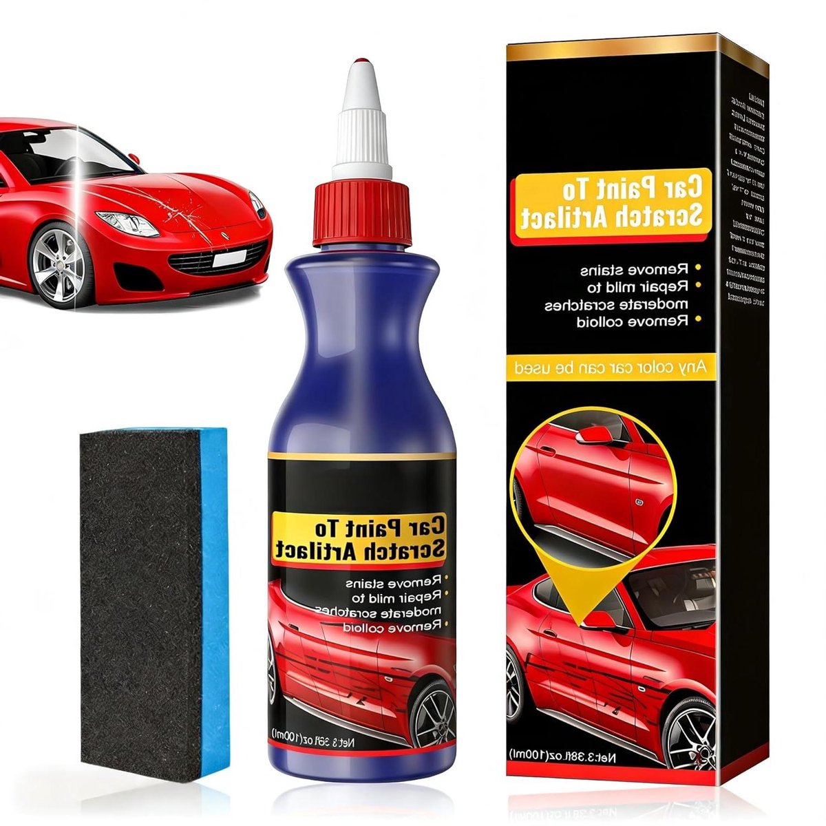 Schuurpasta Carrosserie - Krasverwijderaar Poetsmiddel - Krassen Verwijderen - Milde Formule - 100 g - Wit