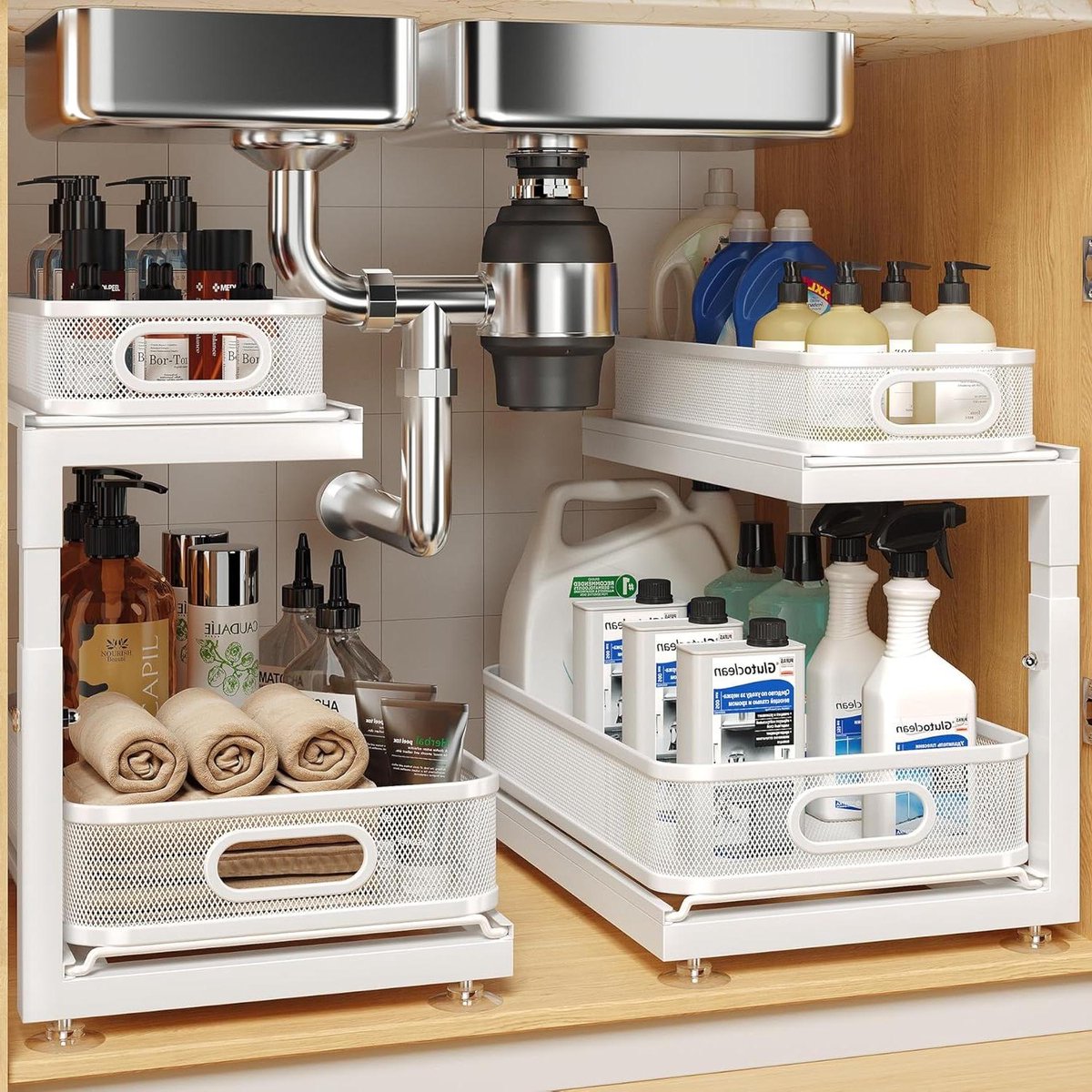 Onderbouw Organizer - Lade Organizer - Keuken Opbergen - In hoogte verstelbaar - 2 Sets - Wit