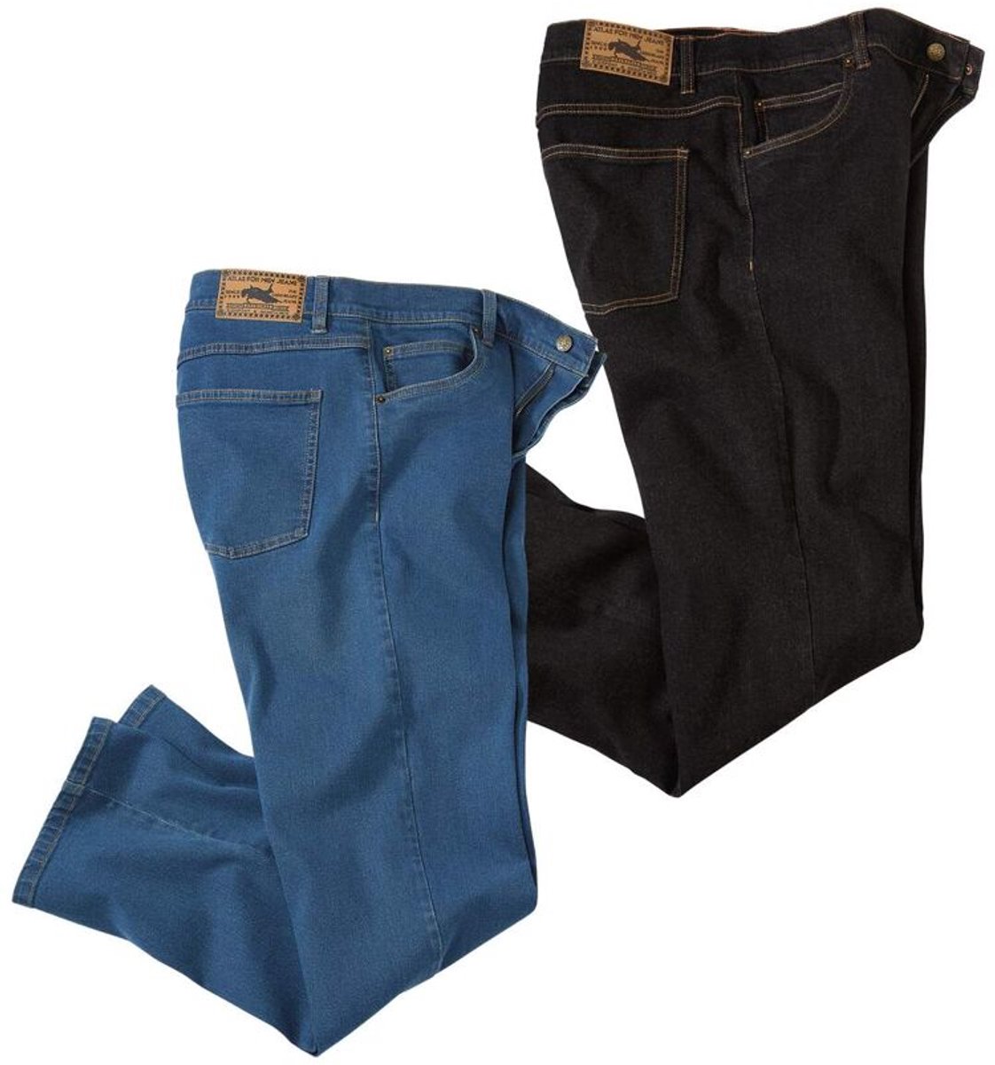 ATLAS FOR MEN - Set van 2 regular stretchspijkerbroeken - Heren - Verkrijgbaar in grote maten - W32