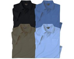 ATLAS FOR MEN - Set van 4 effen polo's van Jersey - Heren - Verkrijgbaar in grote maten - M