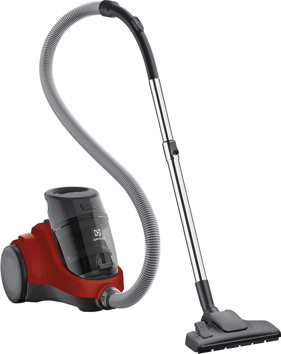 Zakloze Stofzuiger - Cilinderstofzuiger Handbediend - Efficiënt Huis Reinigen - 4-Traps Filtratie - 1.8 Liter Reservoir - Rood