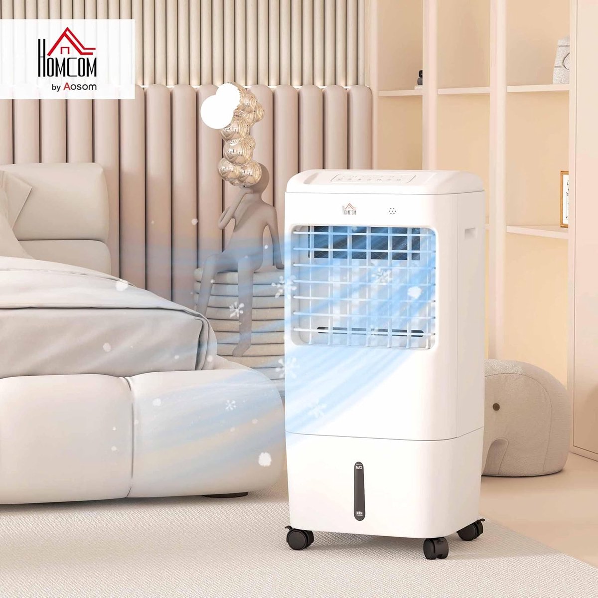 Mobiele Airco - Luchtkoeler Bevochtiger - Ruimte Koelen - 3-in-1 Functie - 37 x 32 x 78 cm - Wit — afbeelding 4