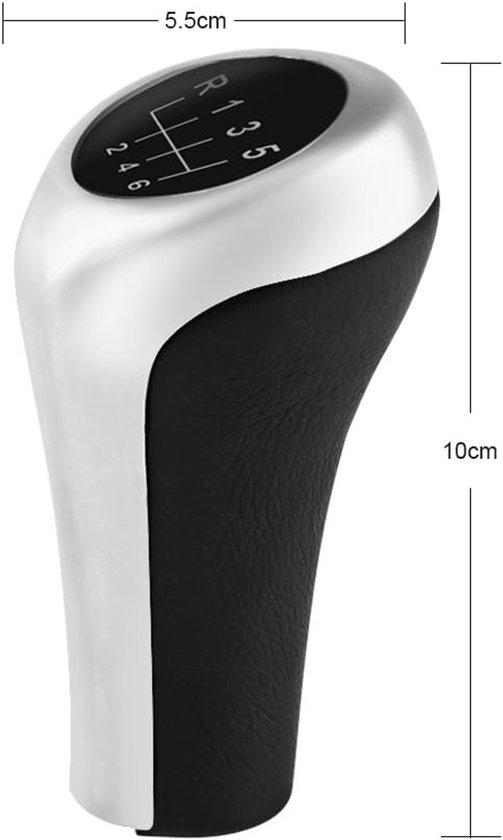 Schakelknop - Pookknop Versnellingspook - Auto Interieur Upgraden - Zes Versnellingen Symbool - 5.5 x 10cm - Zilver Zwart — afbeelding 4