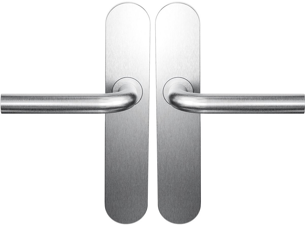 Deurkruk op schild - RVS geborsteld - RVS - Cubic Colors - L-model 19mm RVS geborsteld