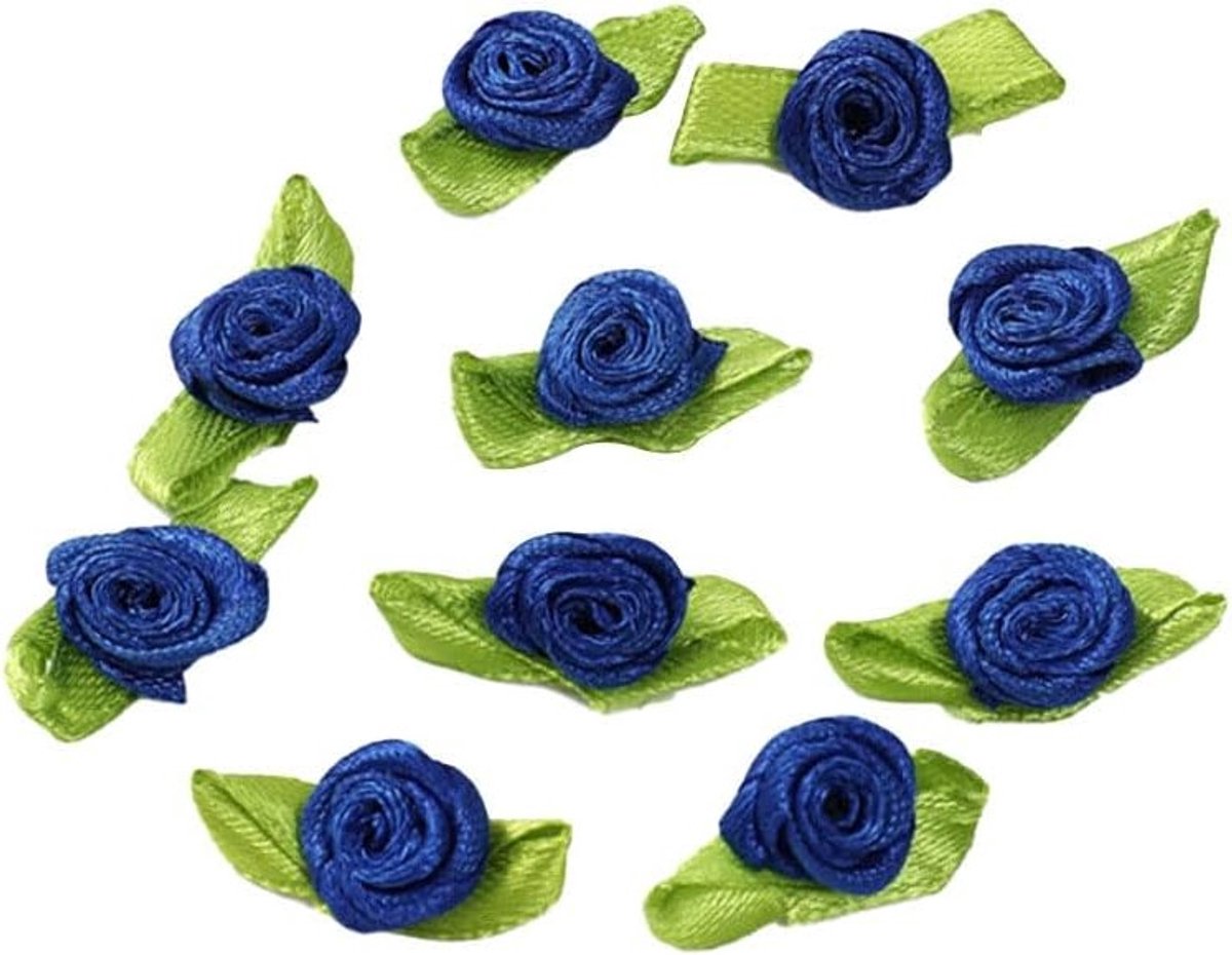 Mini Kunstbloemen - 100 Stuks Rozen Bloemkoppen voor DIY Creaties, Scrapbooking en Haaraccessoires in Marineblauw