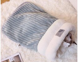 Kattenslaapzak winter flutty warm huisdier bed kitten indoor grot nest draagbaar en wasbaar huisdier bed voor thuiskantoor auto (grijs, M)