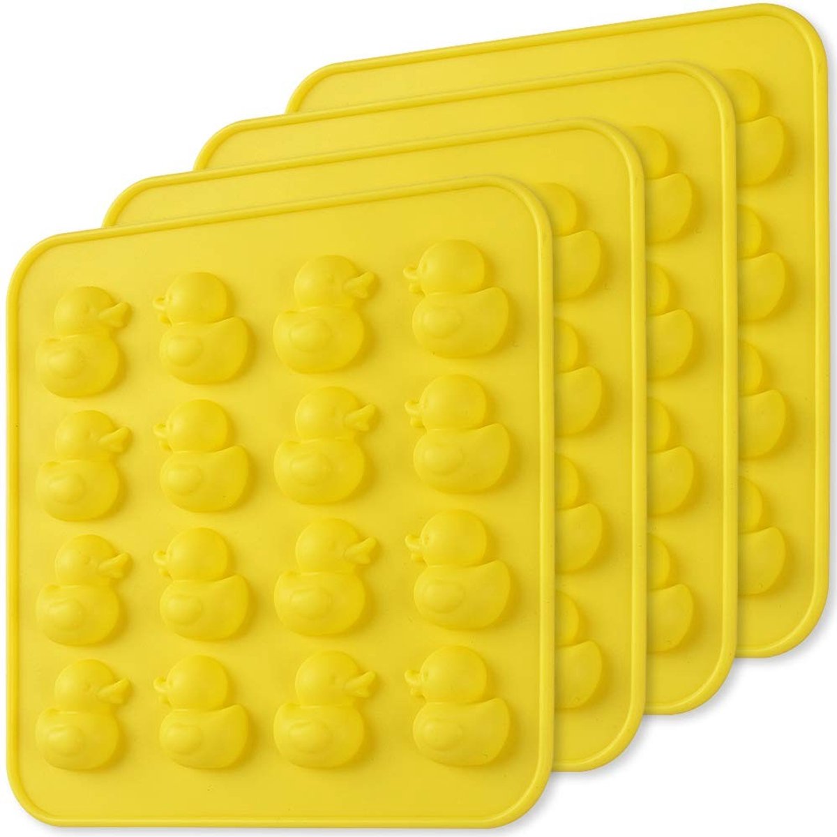 Brenzoos - Silicone Mould - Duck Shape - 4 Packs met 16 Cutouts - Voedselveilig - Voor Badbommen - Makkelijk te Gebruiken