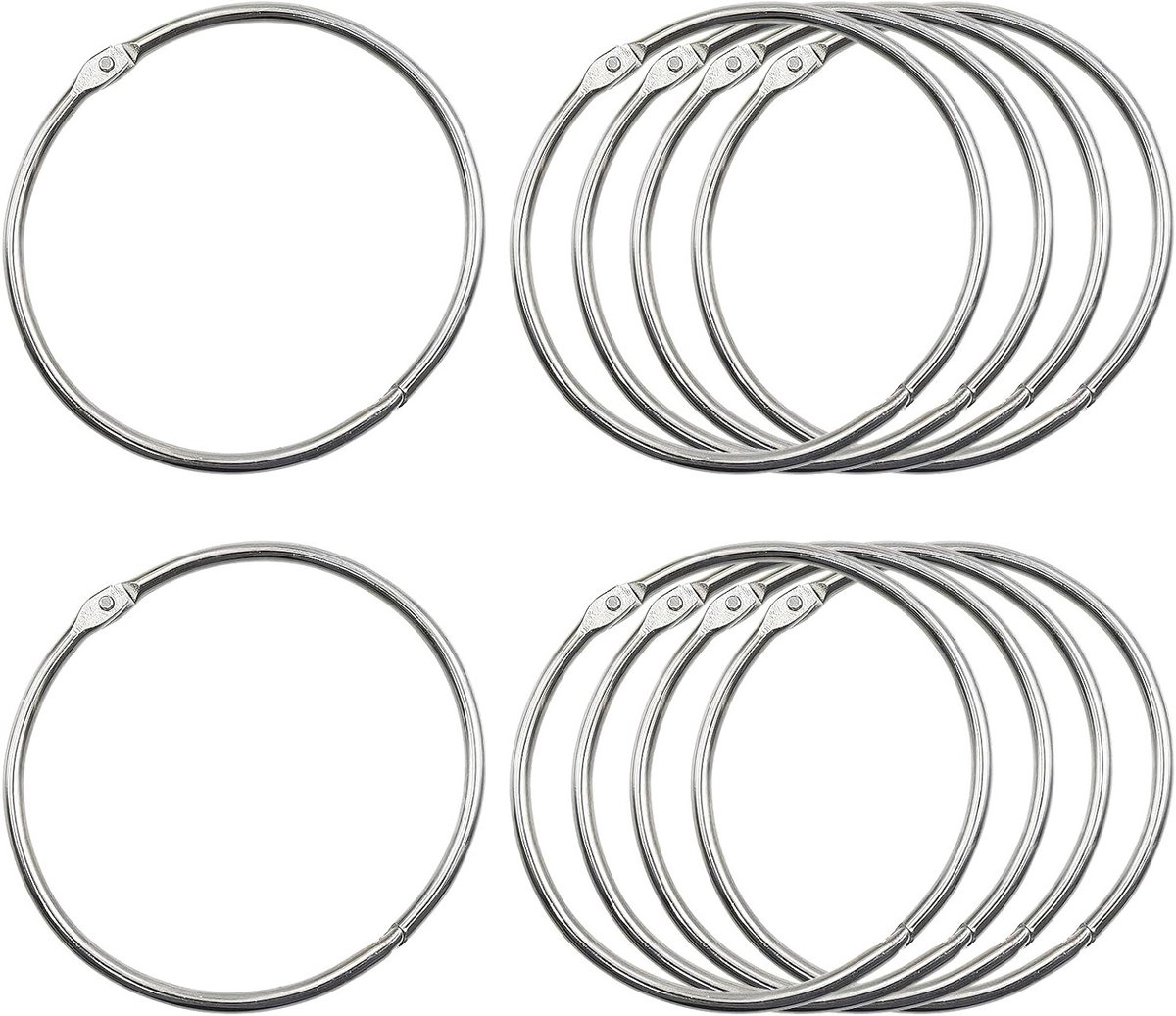 Set van 10 Grote Metalen Gordijnringen voor Badkamer, Gordijnen en DIY Projecten - 80mm Rond