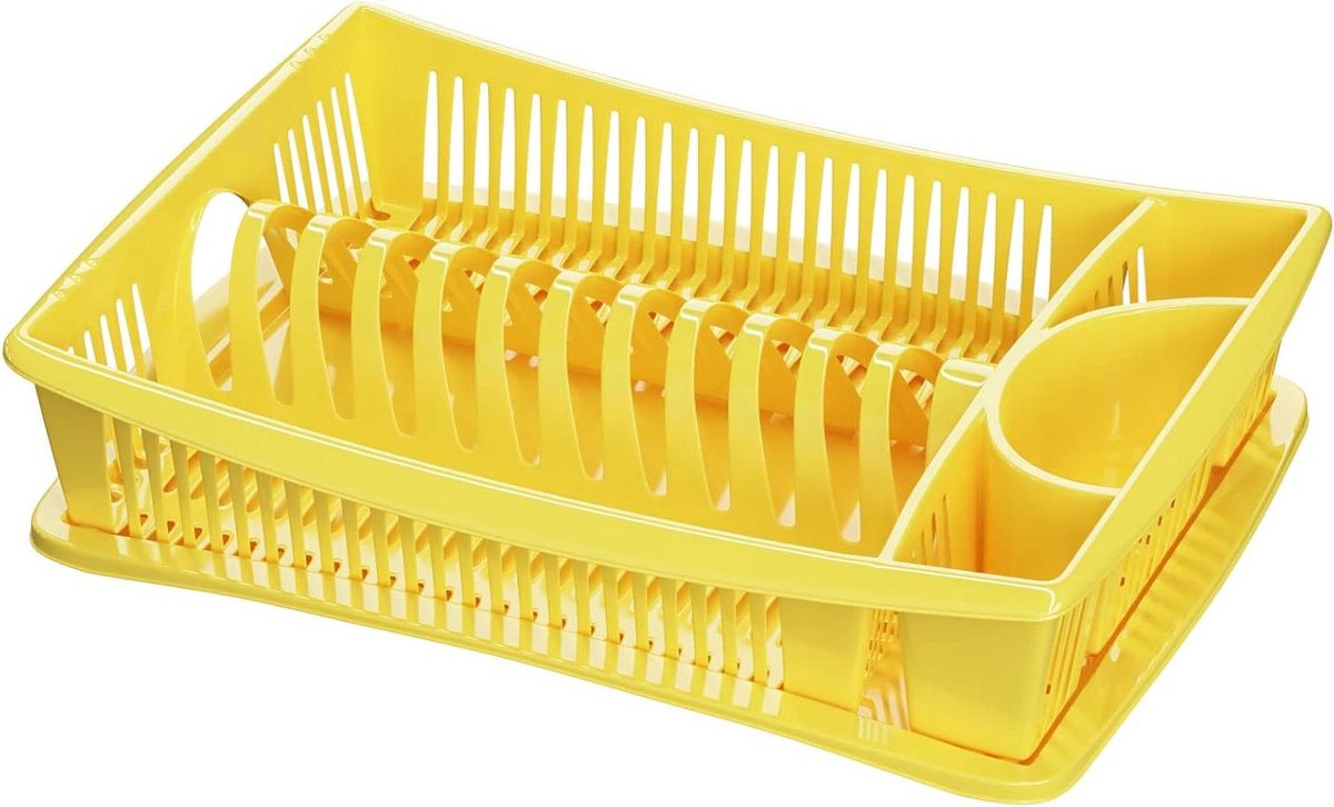 Afwasrek - Drogrek Keuken - Keuken Organiseren - Grote Capaciteit - 39 x 27.5 cm - Geel