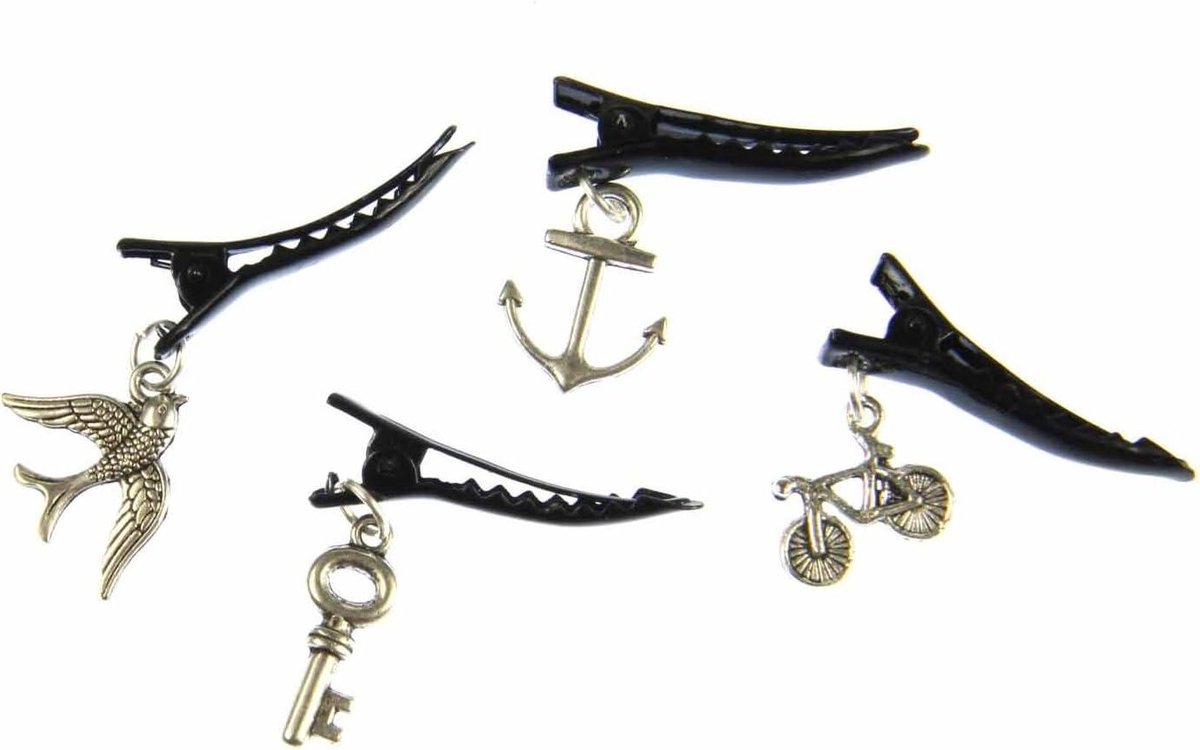 Haarspelden Set - Haarklemmen Accessoires - Haar Styling - Met Fiets Motief - 18 mm - Zilver
