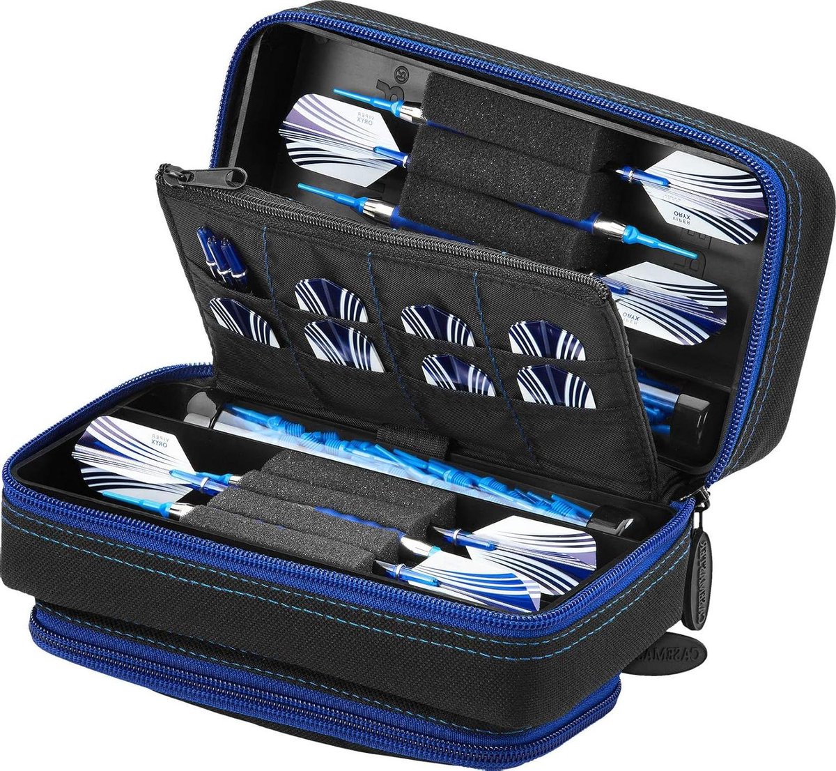 Dart Koker - Dart Opbergkoffer - Darts Opbergen - Hard Resin Shell - Voor 6 Darts - Blauw