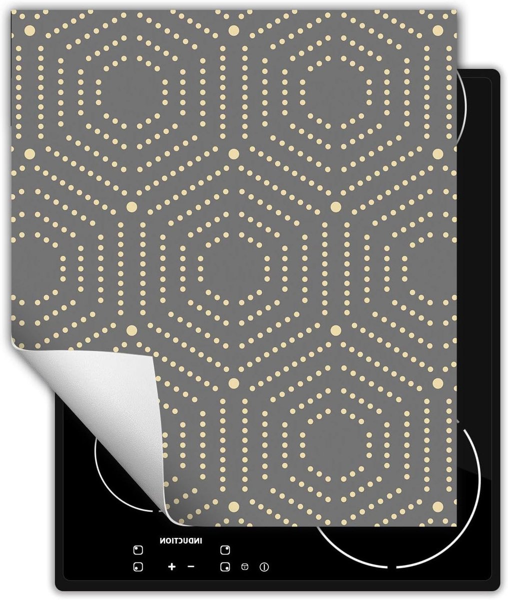 Inductie Beschermer - Kookplaat Mat - Extra Werkruimte - Antislip Vinyl - 45x52 cm - Mozaïek Grijs