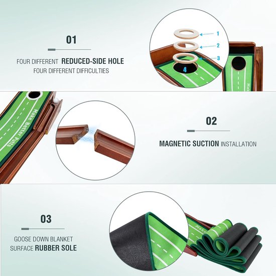 Putting Green - Golf Mat - Golf Oefenen - Automatische Bal Retour - 250 x 250 cm - Groen — afbeelding 3