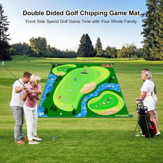 Golf Chipping Spelmat - Golf Trainingsmat Oefenmat - Golfvaardigheden Verbeteren - Dubbelzijdig Score Spel - 178 x 152 cm - Groen van GOLF — afbeelding 2