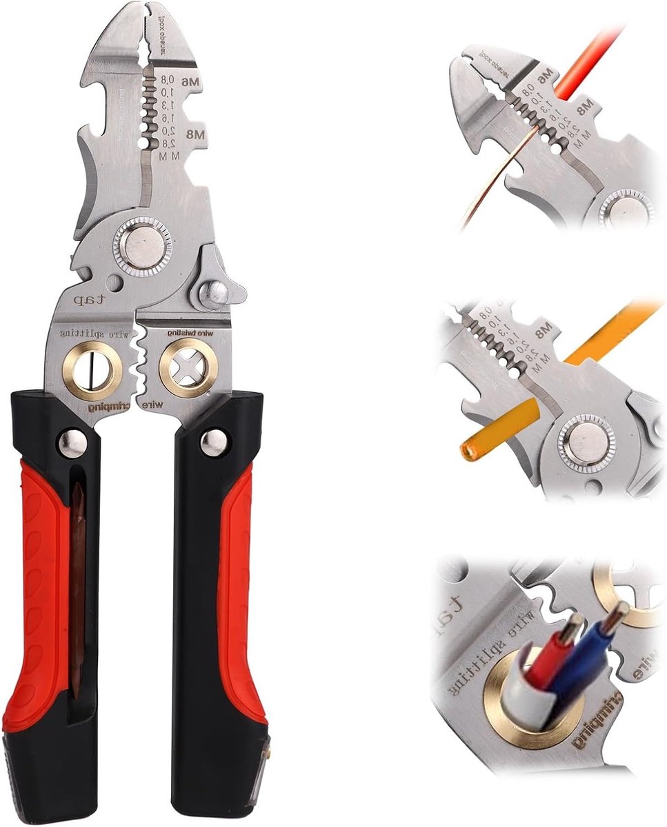 21-in-1 Draadstripper met Elektriciteitsmeetfunctie - Veelzijdige Gereedschappen voor Elektriciens, Draadknippers en Persgereedschap voor Kabels