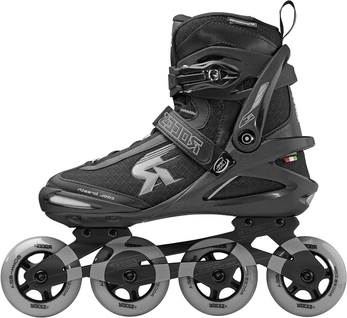 Rolschaatsen - Inline skates - Vrije tijd skaten - Aluminium Lite-Design frame - 80 mm wielen - Zwart lichtgrijs