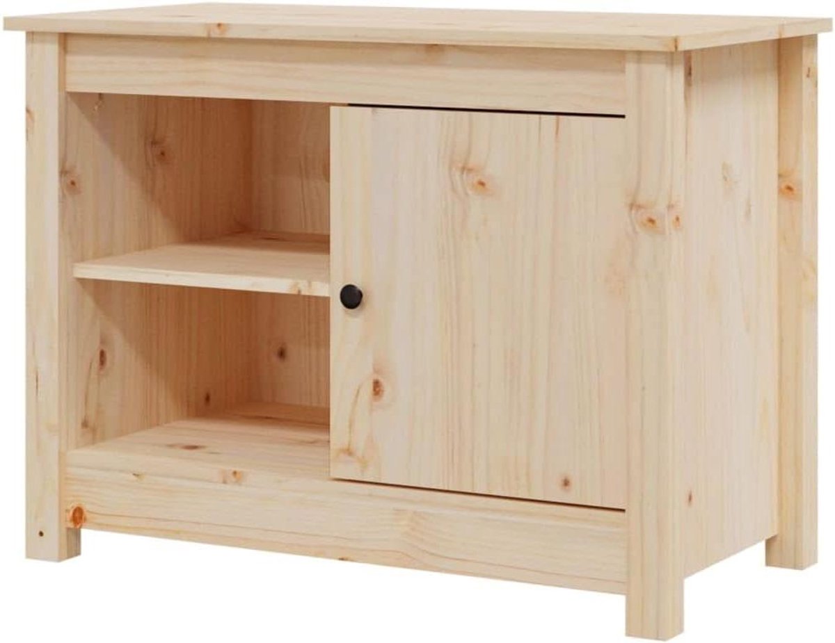Tv-meubel Hout - Mediabeffer Kast - Woonkamer Opbergen - Massief Grenenhout - 70x365x52 cm - Bruin