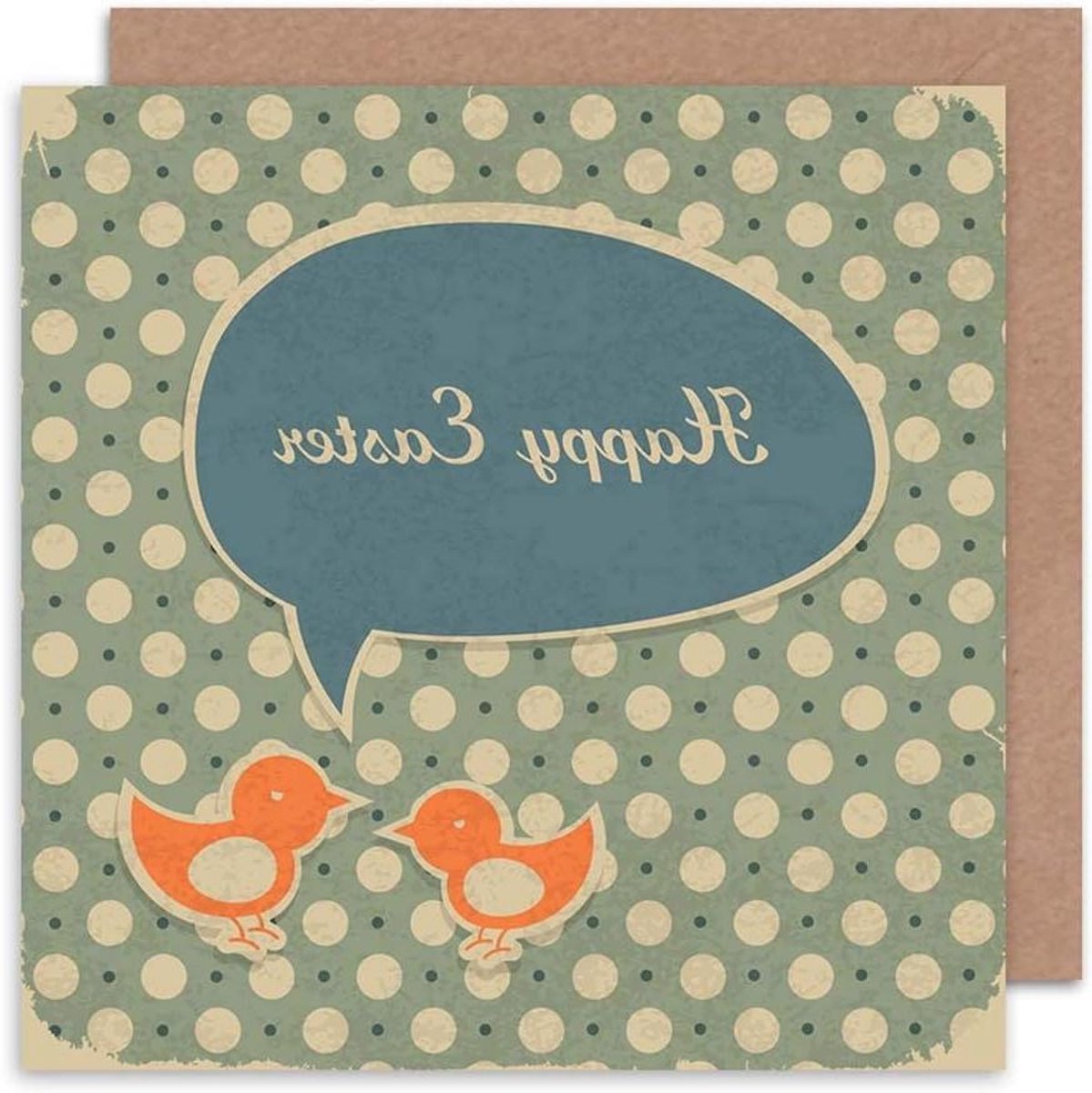 Wenskaart - Kaart met envelop - Pasen vieren - Leeg van binnen - 15 x 15 cm - Blauw